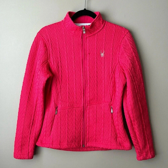 Spyder fuchsia pink core zip up sweater sz med - Picture 1 of 6